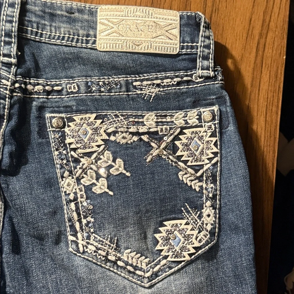 Grace Easy Fit Women’s Mid Rise Bootcut Blue Denim Jeans - Picture 5 of 7